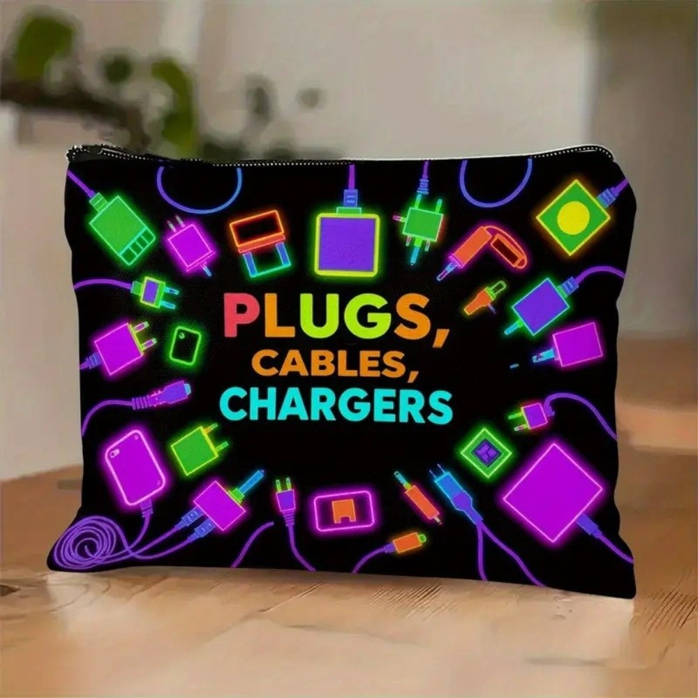 Cosmetic Bags - New Canvas Charger Storage Pouch Print
