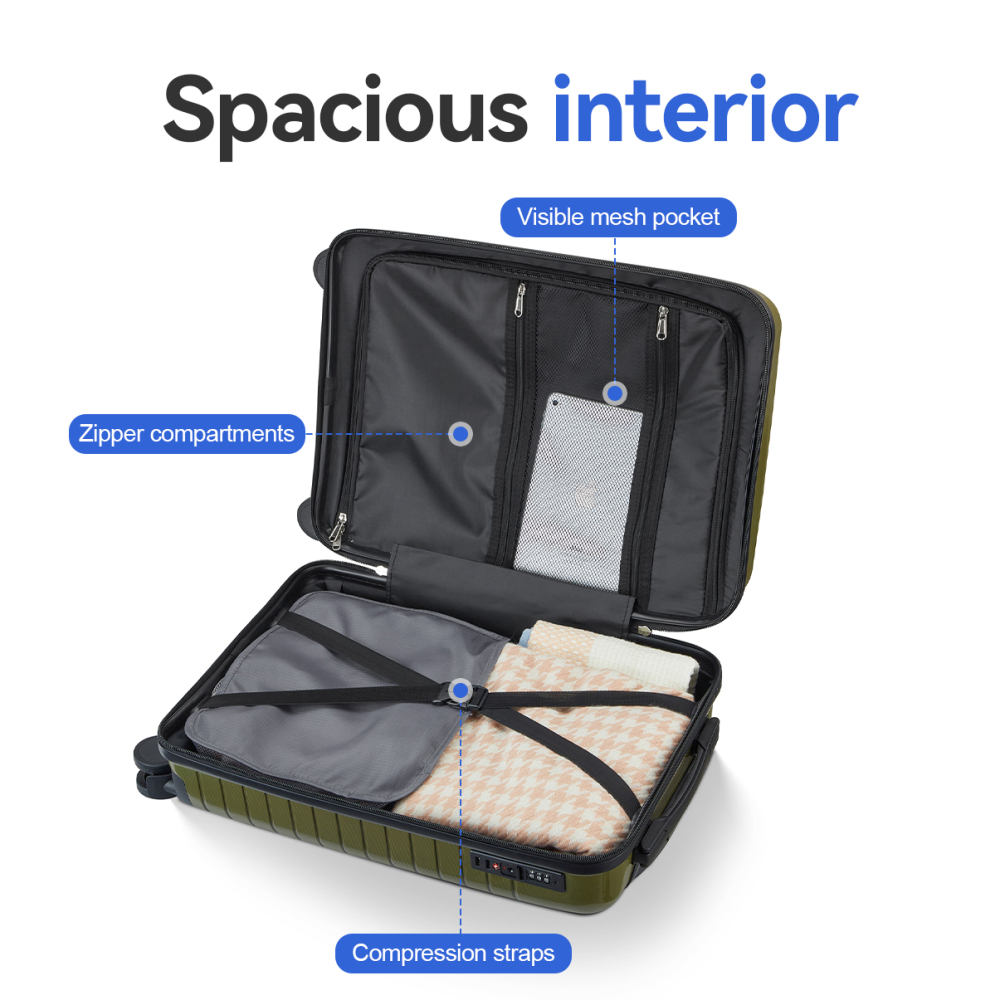 5 Piece PP Hard Shell Luggage  - Spinner Wheel Rolling Suitcase 20 Inch review and price