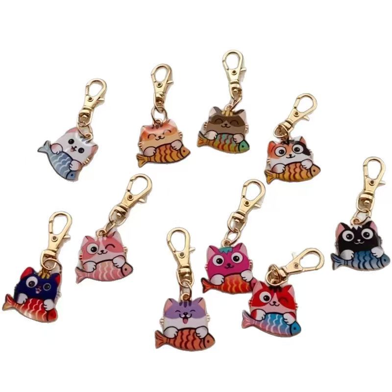 10pcs alloy printed cat keycha - Wallets review and price